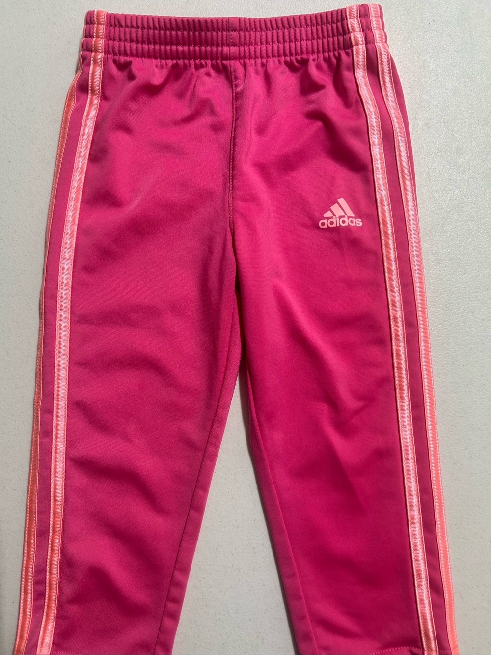 adidas Kids Bright Pink Joggers with Light Pink Side Stripes